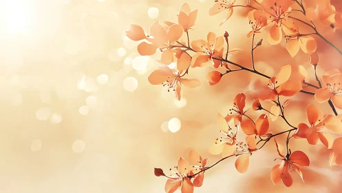 Amber Blossoms Dancing Through Golden Reverie.