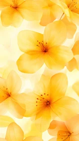 Yellow Botanical Flowers with Red Stamens