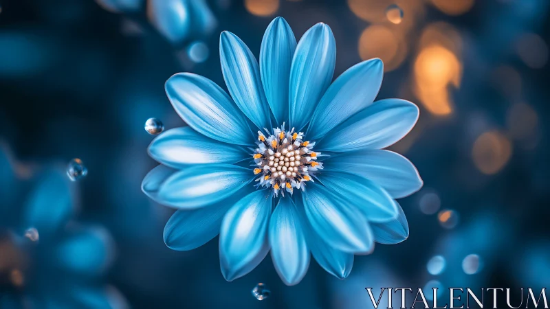 Delicate Blue Daisy Suspended in Ethereal Bokeh Light