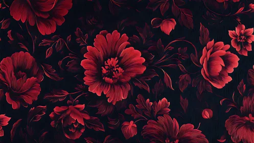 Crimson Blooms Dance Across the Midnight Canvas