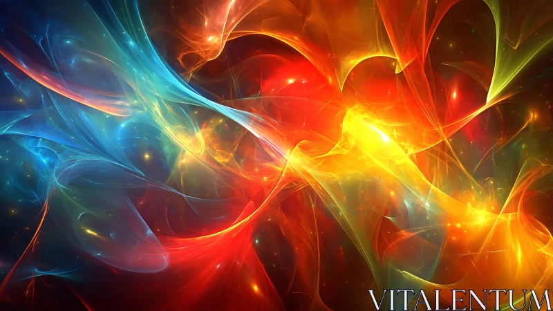 Glowing ribbons of color swirling in a dreamy cosmic dance.