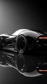 Midnight hypercar skims a mirror road of liquid chrome