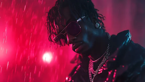 High-contrast neon portrait uses rim lighting and shallow depth