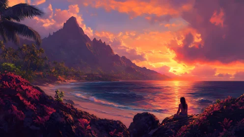 Quiet sunset escape on a tranquil tropical shoreline.