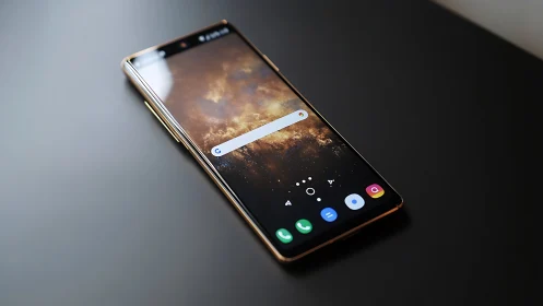 Smartphone displaying customized interface with widget applications arranged on home screen