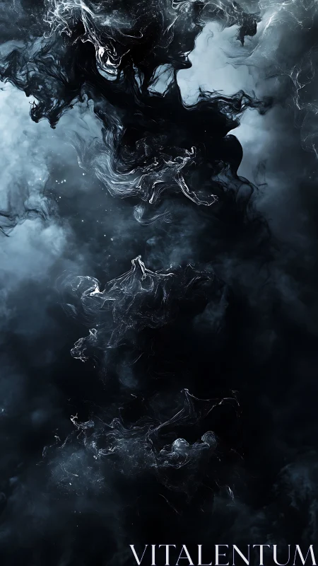 Midnight nebula ink swirls drifting through stormy void.
