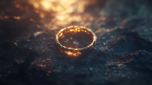 Molten dusk crowns a lone golden ring with quiet fire