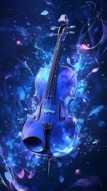 Luminous spectral violin suspended in fractal chroma field.