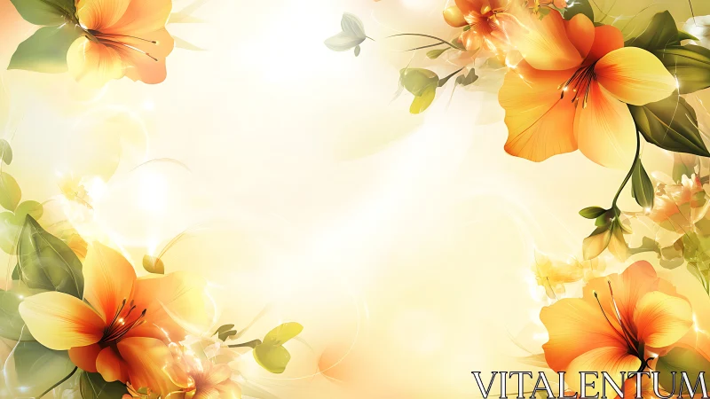 Radiant Blooms Frame Central Canvas With Golden Flourish