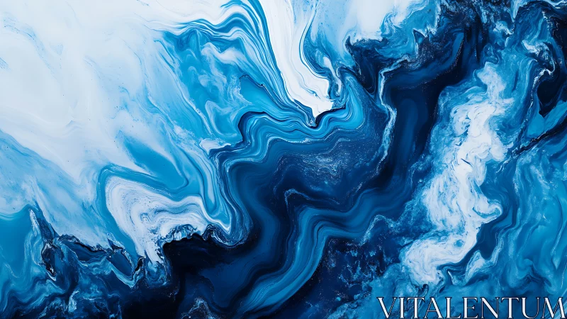 Flowing blue and white abstract swirls invite a calm gaze