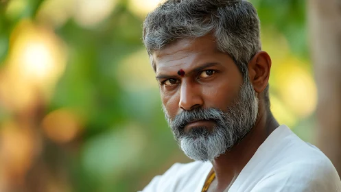 Steady silver gaze carves quiet strength through soft light