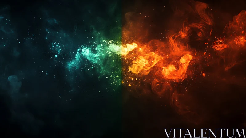 Elemental energy streams collide in vibrant cosmic space.