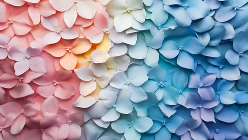 Soft gradient floral wall with layered pastel petals.