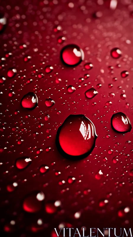 Glistening red droplets glowing softly on a deep backdrop.