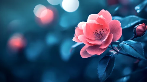 Pink Bloom Glowing in Twilight Enchantment.