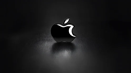 Luminous Apple Silhouette Glows Against Textured Void.