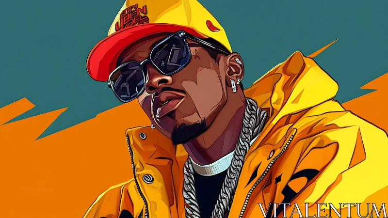 Bold hip hop style portrait glowing with confident energy.