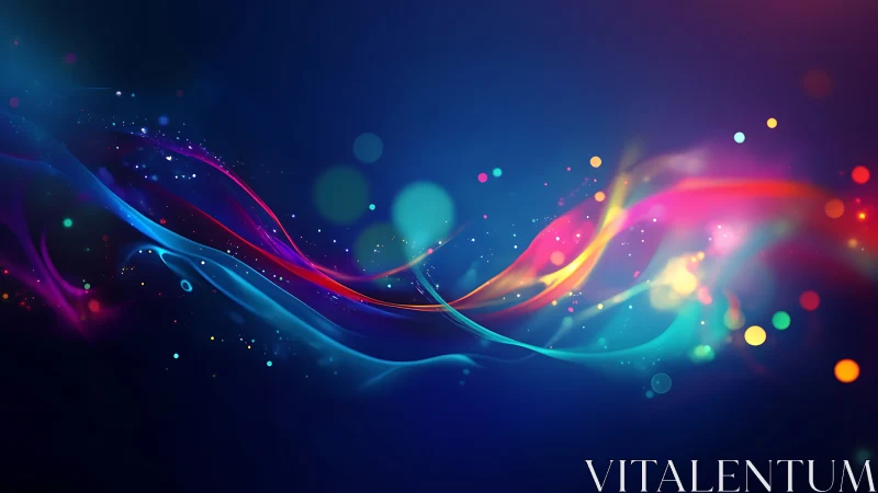 Neon light waves flow across deep blue digital spectrum.