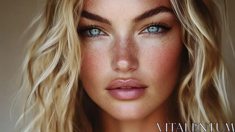 Sunlit freckled gaze with storm-bright ocean eyes poised.