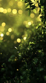 Forest leaves glitter under dreamlike golden sunbursts.