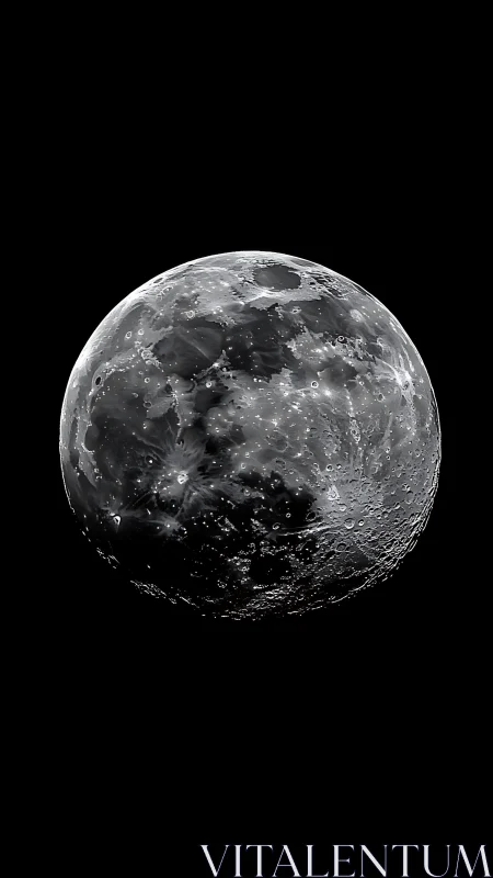 Lunar surface detail under stark monochrome illumination.