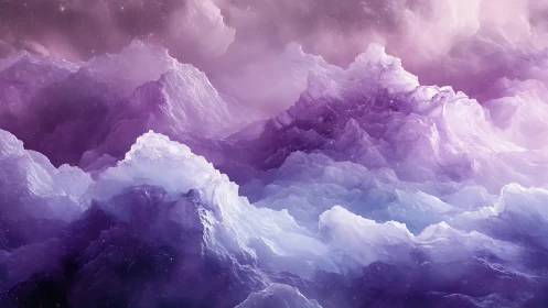 Lavender nebula peaks rise like frozen cosmic surf