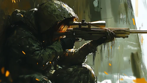 Tactical Marksman Positioned for Precision Engagement.