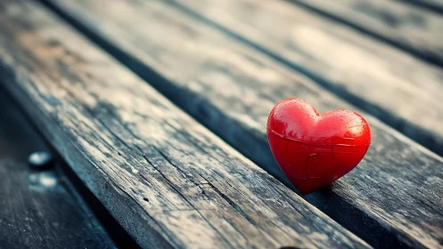 Crimson Heart on Weathered Wood Surface.