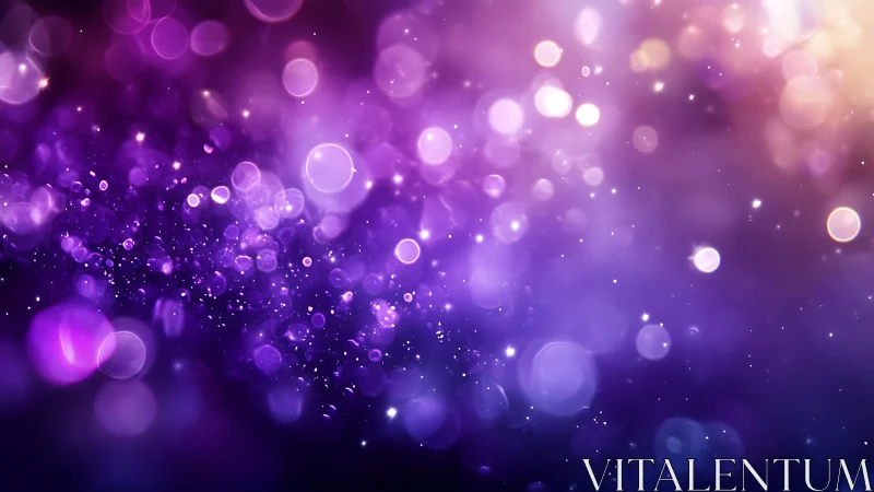 Dreamy Purple and Gold Bokeh Lights in Abstract Digital Art.