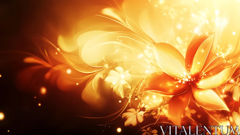 Solar-petal bloom pirouettes through molten amber light