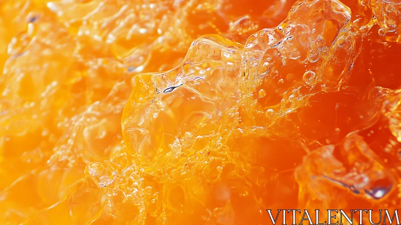 Glowing orange jelly macro captures luminous molten texture.