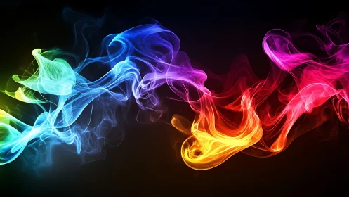 Chromatic vapor waves in swirling spectral motion.