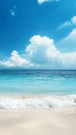 Gentle shoreline daydream beneath towering summer clouds.