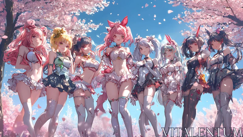 Joyful blossom idols share a sunny springtime moment together