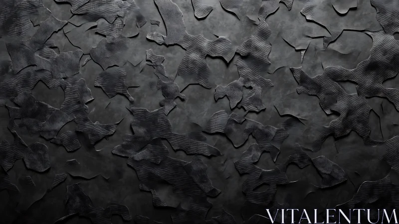 Dark abstract cracked texture with layered matte fragments.