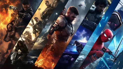 Segmented sci fi hero montage with dynamic combat environments.