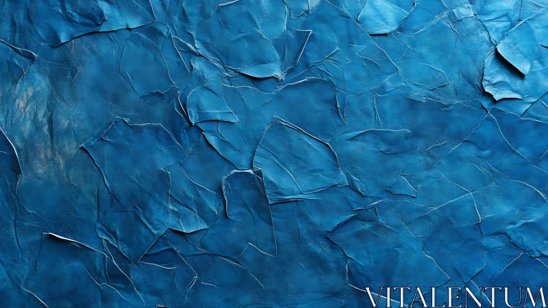 Textured blue abstract surface with layered paper fragments.