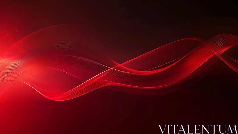 Crimson soundwaves glide across a dark digital horizon