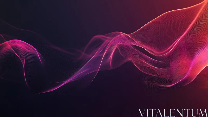 Neon magenta light waves in flowing abstract digital mesh.