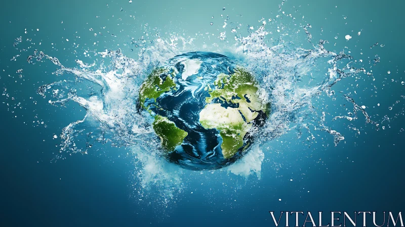 Earth splashing to life in a burst of vivid blue water.