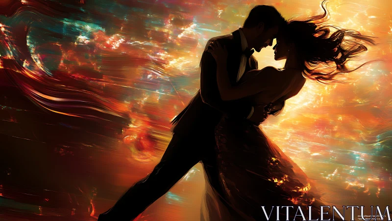 Silhouetted Figures with Dynamic Light Effects.