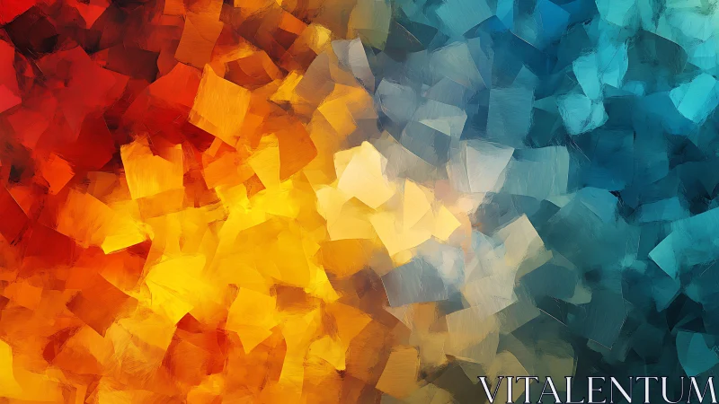 Abstract Colorful Brush Strokes in Warm and Cool Tones.