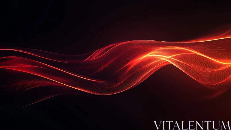 Abstract red light waves on dark background, digital art style.