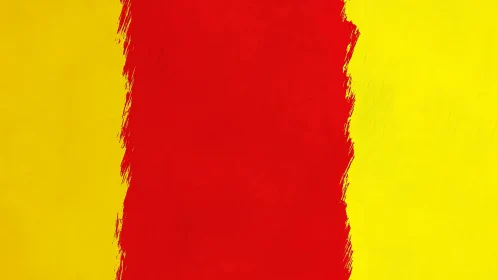 Vertical red stripe divides two yellow digital color fields