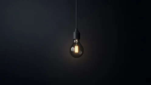 Softly glowing hanging bulb adds calm focus to dark space