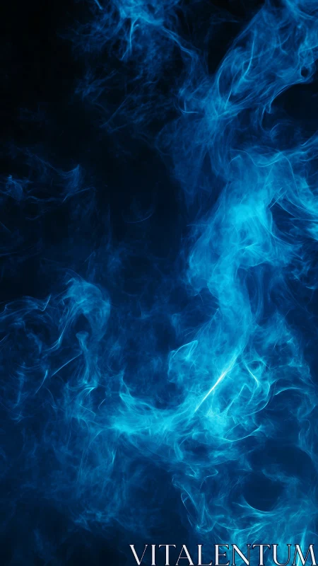 Electric blue smoke curls upward like underwater lightning