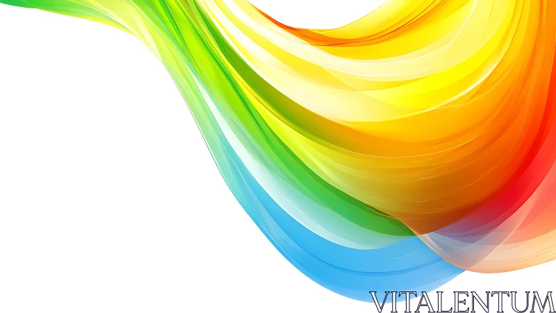 Curved multicolor gradient ribbons on white background.