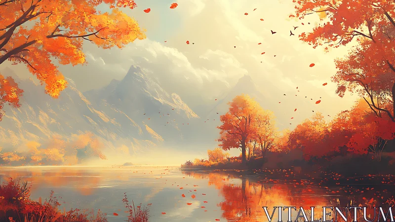 Autumn mountains exhale gold into a mirrored river dream