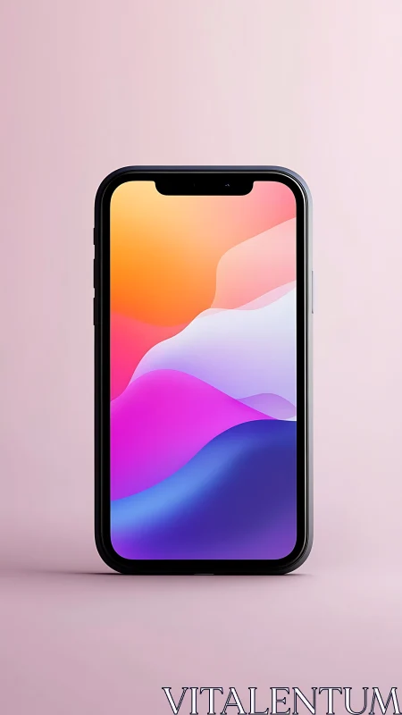 Sleek Black Smartphone Displaying Colorful Gradient Wallpaper.