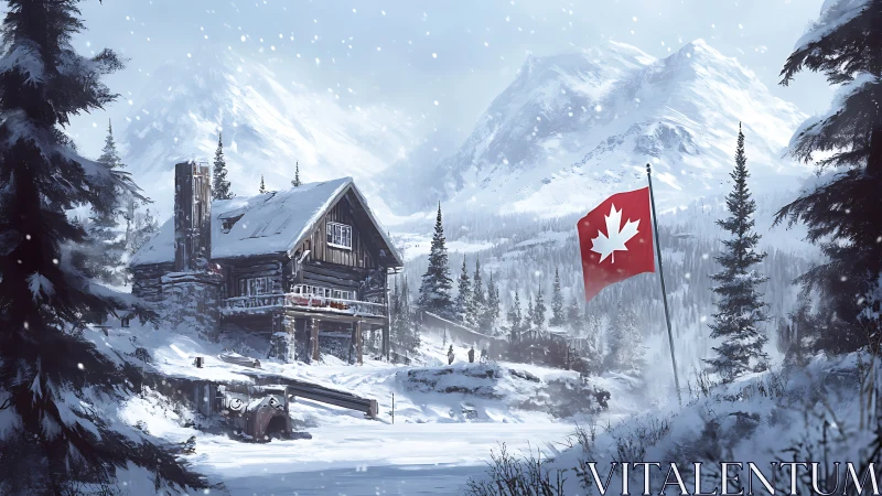 Alpine Lodge Nestled in Snow-Covered Mountain Paradise